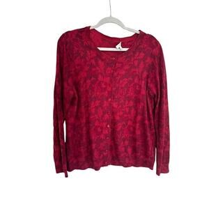 Talbots Cardigan Size 1X Floral Knit Wool Grannycore Button Sweater Shabby Chic